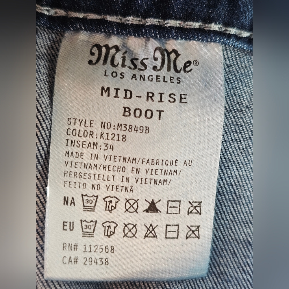 Miss Me Dark Blue Boot Cut Jeans with Decorative Pocket - Picture 9 of 13
